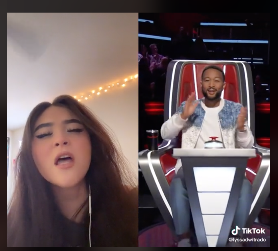 Alyssa Witrado on the voice season 22 with John Legend