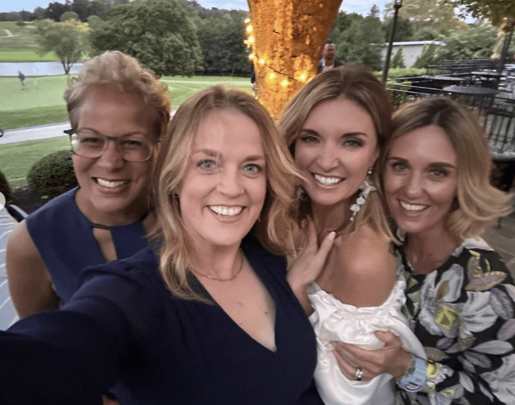 Jen Coffey with her QVC hosts Kerstin Linquist and Rachel Boesing at her engagement party